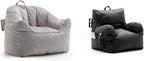 Big Joe Bean Bag Chairs Bundle - Hug Chair Gray 34.5" W and Dorm Chair Black 33" L for Comfortable Lounging