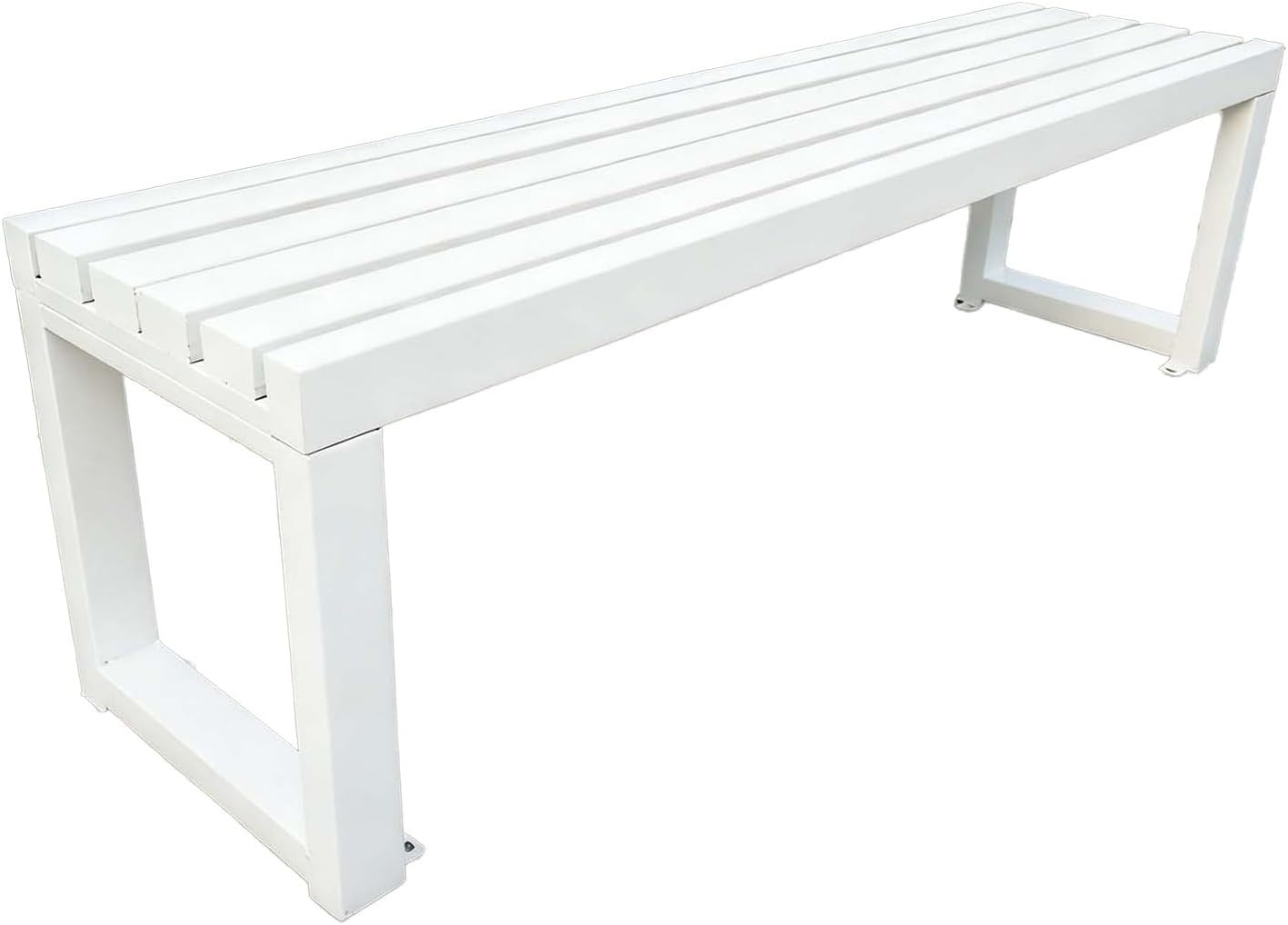 Outdoor Bench, Patio Park Garden Outdoor Metal Bench,Weatherproof Patio Benches With Slatted Seat,3.3ft 3.9ft 4.9ft 5.9ft All-Weather Garden Benches For Porch,Patio,Lawn And Backyard(White,4.9ft)