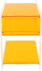 Acrylic Side Table for Living Room, Acrylic Nightstand for Bedroom, Sturdy Coffee Table Accent Furniture for Home, Apartment, Teens & Adults (Orange)