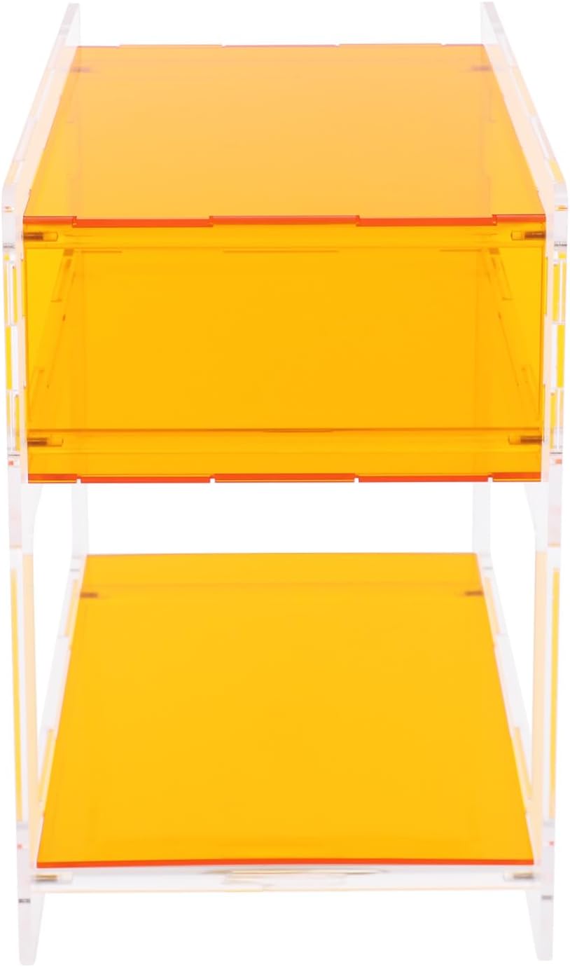 Acrylic Side Table for Living Room, Acrylic Nightstand for Bedroom, Sturdy Coffee Table Accent Furniture for Home, Apartment, Teens & Adults (Orange)