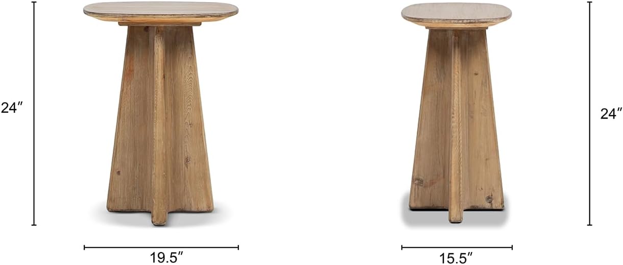 Jennifer Taylor Home Clarence 20" Reclaimed Pine Rectangular End Table, Antique Natural Brown Reclaimed Pine Wood
