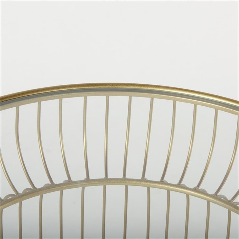 Pemberly Row Set of 2 Round Metal Accent Tables, Gold Cage-Like Base, Tempered Glass Top, Contemporary Design, 30.7x18.9x20.1 in Each, Elegant Style for Living Room or Lounge