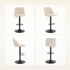 COLAMY Bar Stools Set of 4, Modern Swivel Bar Chairs, Adjustable Upholstered Barstools Counter Height with Full Backrest for Bar, Dining Room, Kitchen Island, Beige