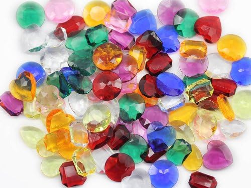 Allstarco 25x18mm Red CH17 Octagon Acrylic Pirate Treasure Gems Plastic Jewels For Party & Games, Table Scatter, Vase Fillers, Wedding Decor Gemstones Favors - 40 Pieces