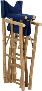 SKM Folding Director's Chairs 2 pcs Blue Bamboo and Fabric