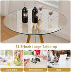 2 Pack Round Bar Table, 37.4" High Pub Table, 31" Small Cocktail Tables with Metal Base & Glass Top, for Small Spaces, Bistro Pub, Cafe(Gold)