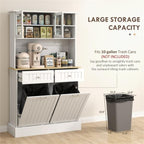 Freestanding Kitchen Storage Cabinet with Drawers, Adjustable Shelves, Glass Doors & Tilt-Out Cabinets – Tall Pantry Organizer for Kitchen, Bathroom, or Laundry Room (White)