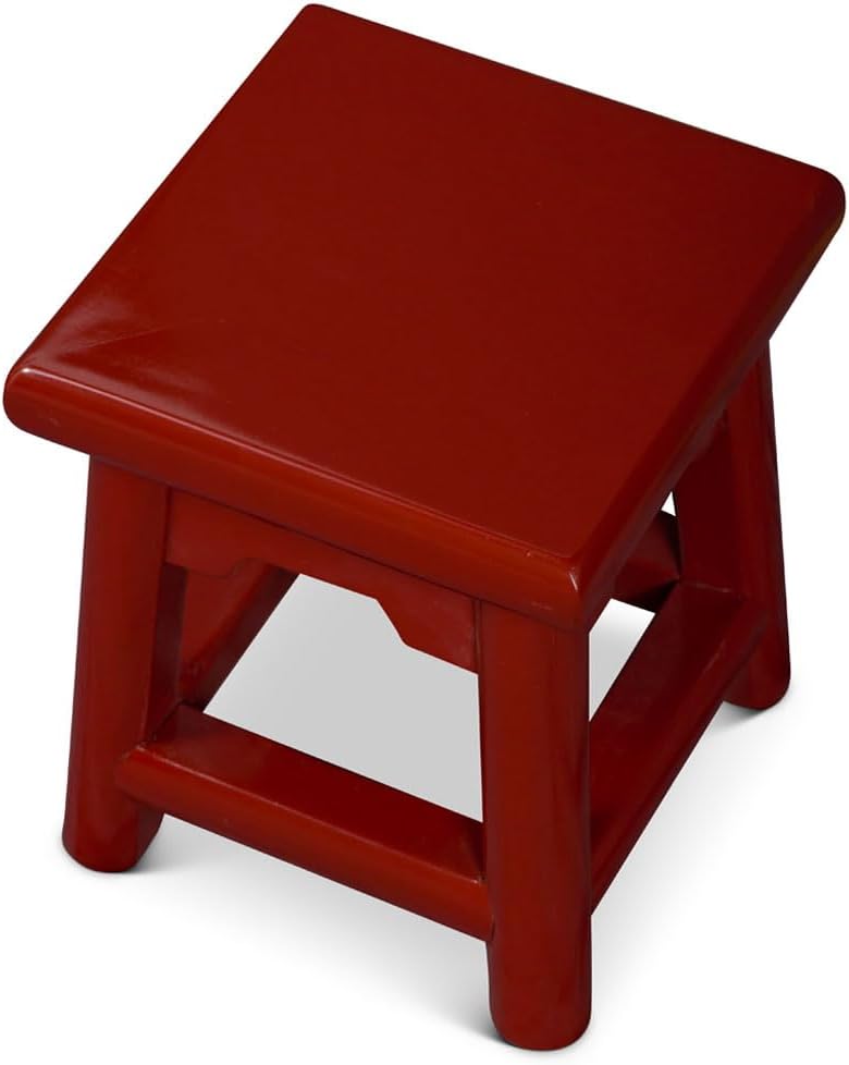 Distressed Red Petite Chinese Village Wooden Bench
