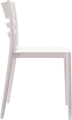 Flash Furniture Bridgeport Slat Back Patio Chair with Contoured Seat, Commercial All-Weather Stacking Resin Chair, UV Resistant, Indoor-Outdoor, White, Set of 4