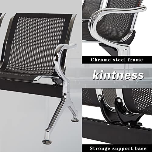 KINTNESS Airport Waiting Chair Reception Bench - Set of 2 Visitor Guest Sofa for for Salon Airport Bank Hospital Market, 2-Seat, Black