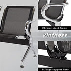 KINTNESS Airport Waiting Chair Reception Bench - Set of 2 Visitor Guest Sofa for for Salon Airport Bank Hospital Market, 2-Seat, Black