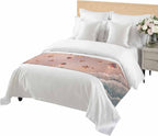 Summer Beaches Bed Runner for King Size Bed, 102"x20" Nautical Ocean Pink Wave Sea Nut Starfish Pearl Luxury Bed Runners & Scarves Decorative Bedding Scarf Protector Slipcover for Home Hotel