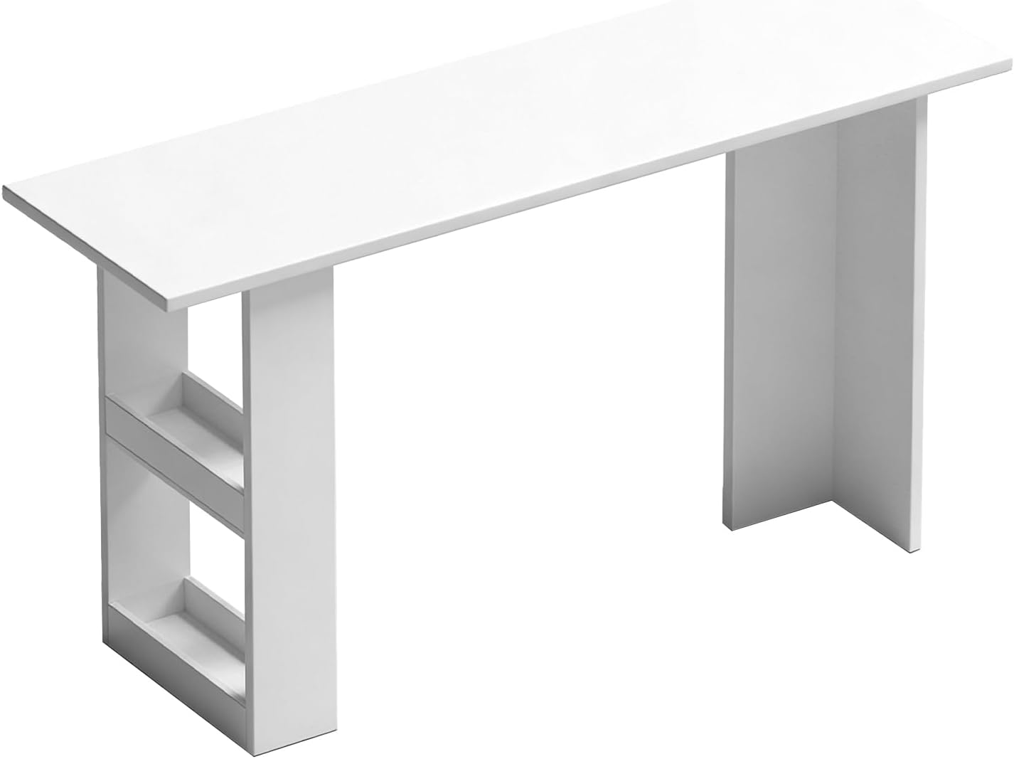 Solid Wood Bar Table with Storage Shelf, 1" Thick Counter Height Pub Table, T-Shaped Stable Legs, Narrow Long Bar Table for Kitchen, Dining, Living Room etc.