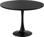 Round Dining Tulip Table for 4, Mid-Century Modern Table with Sturdy Metal Pedestal for Kitchen, Bistro, Cafe, Leisure (Black, 43.5 INCH)