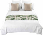 Green Monstera Deliciosa Bed Runner Scarf Cal King Size, Summer Botanical Tropical Vintage Luxury Bed Throw Runners & Scarves for Twin Full Queen King Foot of Beds, Bedroom Decoration, 102"x20"