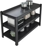 Multifunctional Microwave Stand Kitchen Counter Shelf Heavy Duty Metal Shelving Unit Pot Storage Rack Tableware Organizer (Black 100x40x80cm)