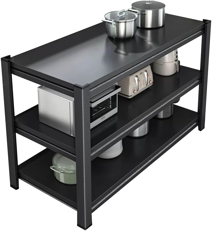 Multifunctional Microwave Stand Kitchen Counter Shelf Heavy Duty Metal Shelving Unit Pot Storage Rack Tableware Organizer (Black 100x40x80cm)