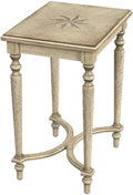 Beaumont Lane Traditional Solid Wood Accent Table, Antique Beige Finish, 18"W x 14"D x 24.5"H, Cherry/Maple/Walnut Veneers, Starburst Inlay Design, Rectangular Side Table for Living Room or Bedroom