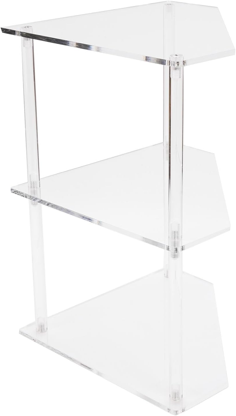 Acrylic Side Table, 3 Tier Corner Shelf Stand End Table Corner Display Rack Storage Shelf for Bathroom