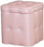 Storage Stool Footstool PU Home Footstool Cube Toy Storage Box Seat Stool Practical Footrest Comfortable and (Color : Pink)