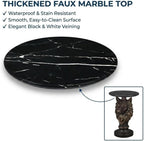 18" Wolf Head Sculptured Side Table,Round Side Table with Bronze Finish,Modern End Tables with Marble Top,Corner Accent Tables for Living Room,Entryway,Reading Nook,Easy Assembly