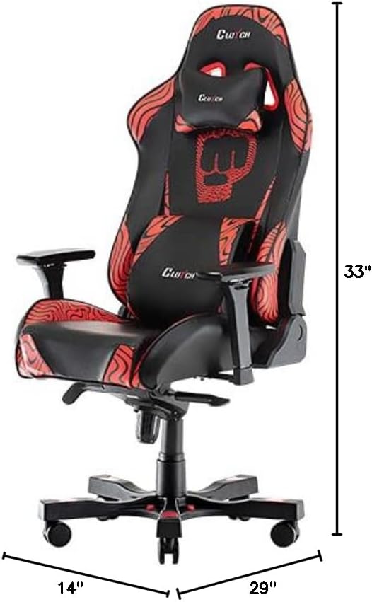 Clutch Chairz Throttle Series Pewdiepie Edition Gaming Chair - Premium Ergonomic Design, Lumbar and Head Support Pillows - Black/Red