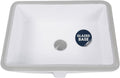 Nantucket Sinks GB-17x13-W Undermount Bathroom Sink – 17"x13" Rectangular White Bowl Bath Vanity Sink, Glazed Bottom for Open Console, w Overflow – Ceramic, High Gloss, Stain & Scratch Resistant