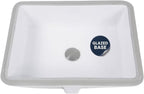 Nantucket Sinks GB-17x13-W Undermount Bathroom Sink – 17"x13" Rectangular White Bowl Bath Vanity Sink, Glazed Bottom for Open Console, w Overflow – Ceramic, High Gloss, Stain & Scratch Resistant