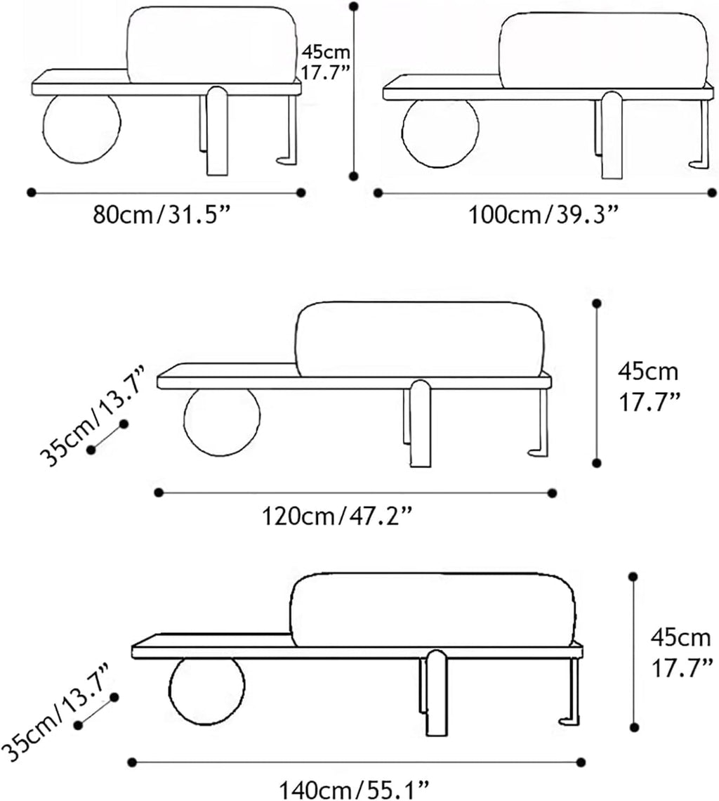 Wooden Boucle Bench with Abstract Metal Leg, Upholstered End of Bed Bench, Modern Entryway Bench,Shoe Changing Bench for Entryway Livingroom Bedroom (Black, 120cm/47.2")