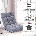 Giantex Floor Chairs for Adults - Floor Gaming Chair with Back Support, 14 Adjustable Position, Coral Velvet Cover and Thick Sponge Padding, Floor Seating Lounge for Reading, Watching TV (Silver Grey)