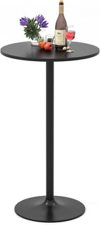 Giantex Two-in-one Bar Table with Detachable Pole, Metal Base, 24" Round Top, 40"/22" Two Convertible Height, Cocktail Table, Coffee Table, Pub Table for Dining Room, Restaurant, Kitchen (1, Black)