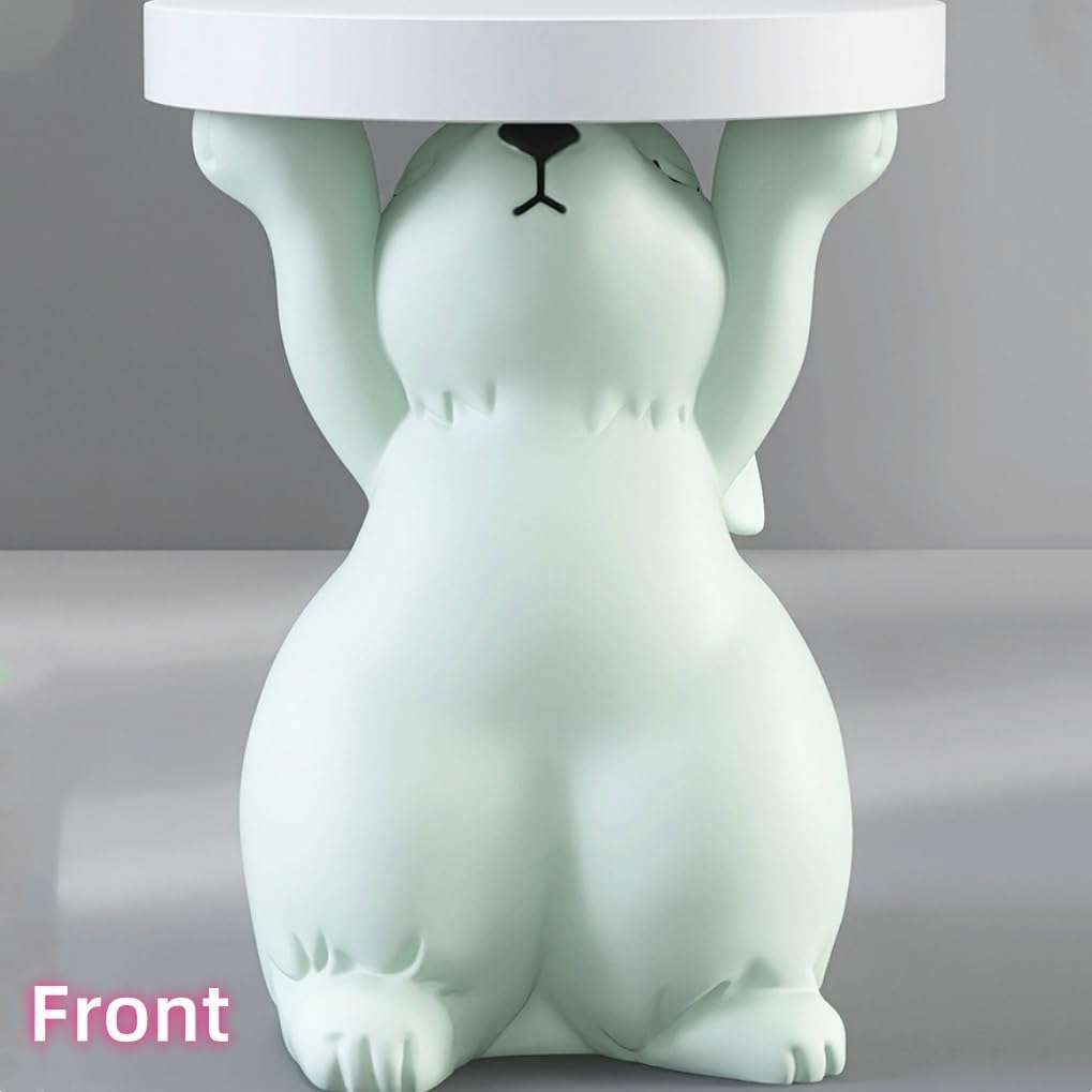 Side Table for Couch, Cute Style Rabbit Shape End Table, Living Room Decor with Resin Materials, Simple Modern Side Table, Creative Animal Entryway Table for Reception(White)