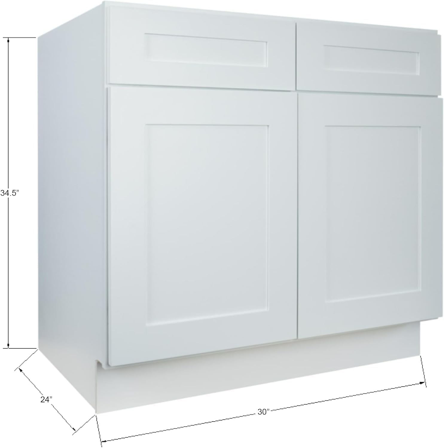 Hollywood Fabiani Design Base Kitchen Cabinet - 30 in. W x 24 in. D x 34.5 in. H, Shaker White, Solid Wood Frame, 1/2-Inch Cabinet-Grade Plywood Box, Soft-Close Door, Ready to Assemble