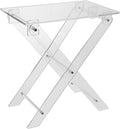 Acrylic Folding Table TV Tray, Foldable Acrylic Computer Stand, X Table Leg Type Space Saving Side Tables for Living Room Bedroom