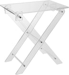Acrylic Folding Table TV Tray, Foldable Acrylic Computer Stand, X Table Leg Type Space Saving Side Tables for Living Room Bedroom