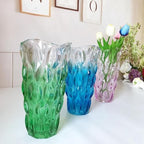Unbreakable Flower Glass Vase 3.5lb 9.5inch Sparkle vase Bohemian Style, for Centerpieces,Kitchen,Office, Living Room,Wedding,Perfect Home Decor Glass Vase (Gradient Sky Blue)