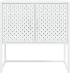 White Steel Sideboard with Adjustable Levelers, Modern Rectangular Storage Cabinet for Living Room and Dining Room, Sleek Design with Single Shelf, Sturdy Powder-Coated Steel
