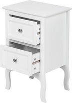 Bonnlo White Nightstand Set of 2, Nightstands with 2 Drawers, Bed Side Table/Night Stand, Small Nightstand for Bedroom, Small Spaces, College Dorm, Kids’ Room, Living Room, Wood, 16W x 12D x 24H