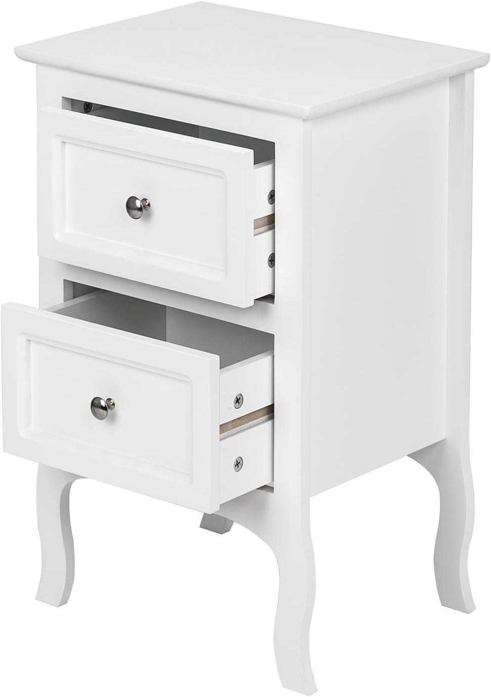 Bonnlo White Nightstand Set of 2, Nightstands with 2 Drawers, Bed Side Table/Night Stand, Small Nightstand for Bedroom, Small Spaces, College Dorm, Kids’ Room, Living Room, Wood, 16W x 12D x 24H