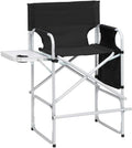 41" Tall Directors Chair,Tall Directors Chair Foldable Makeup Artist Chair Wide Body Seat Folding Camping Chairs with Side Table Storage Bag Cup Holder Footrest, Black