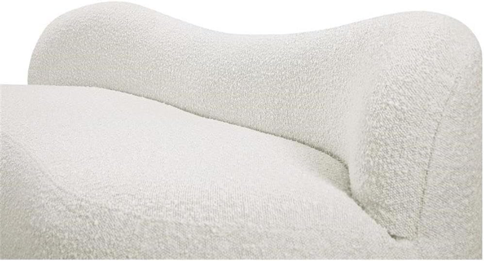 Meridian Furniture 119Cream Flair Collection Modern | Contemporary Boucle Fabric Upholstered Bench with Curved Back Design, Cream, 62" W x 23" D x 24" H