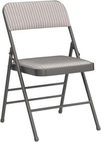 Pack of 2 (Fabric/Vinyl) Steel Frame Metal Foam Padded Folding Chairs (Black, Gray, White) (2-Pack - Fabric White)