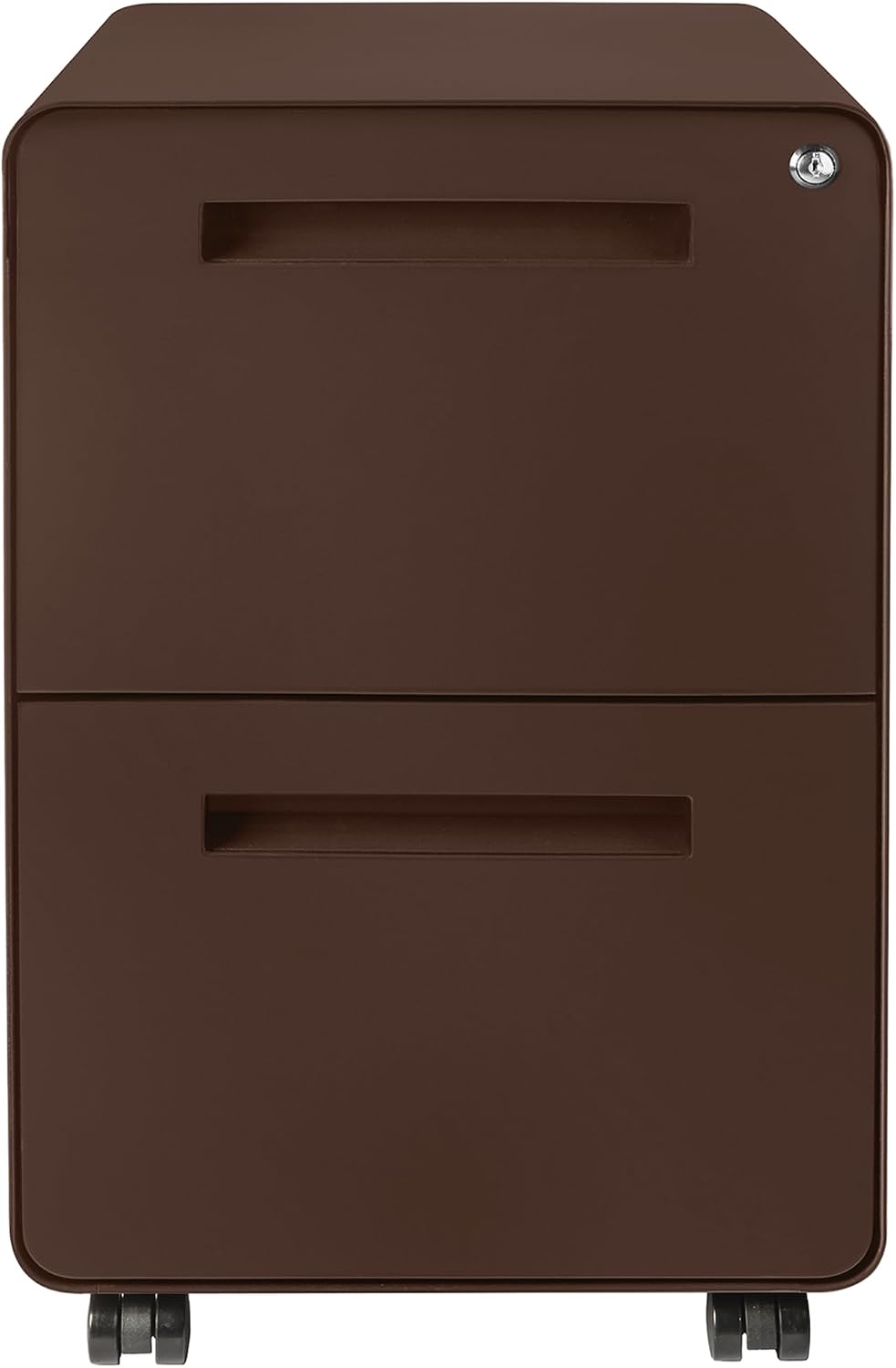 Laura Davidson Furniture Stockpile 2 Drawer Mobile File Cabinet with Lock - Under Desk Metal Filing Cabinet, Legal/Letter File Folders, Wheels and Stationary Feet, Pre-Assembled, Dark Brown