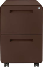 Laura Davidson Furniture Stockpile 2 Drawer Mobile File Cabinet with Lock - Under Desk Metal Filing Cabinet, Legal/Letter File Folders, Wheels and Stationary Feet, Pre-Assembled, Dark Brown