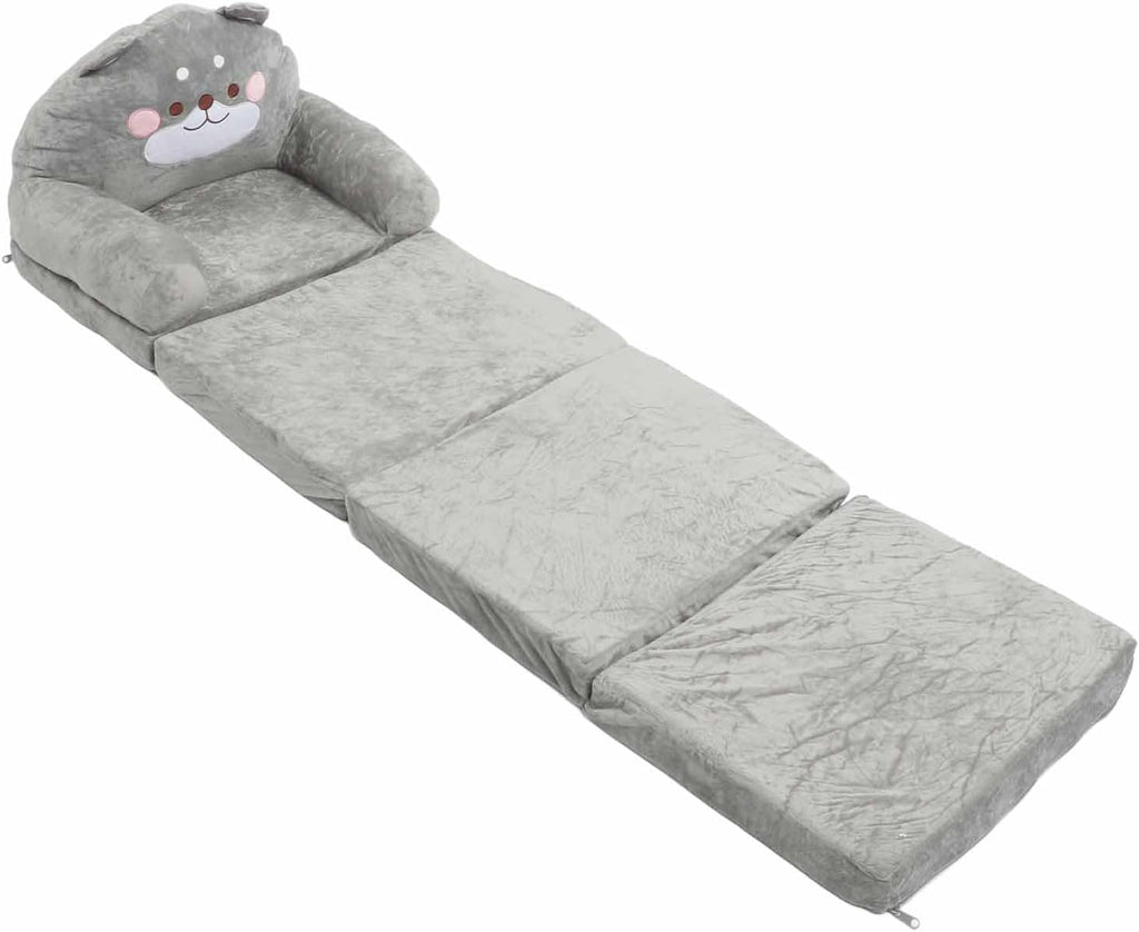 Cartoon Animal Kids Folding Sofa, Foldable Baby Sofa, Portable Toddler Folding Couch for Reading Watching TV Relaxing, Soft Fabric and Sponge Cushion, Indoor Outdoor Use (Folding in quarters)