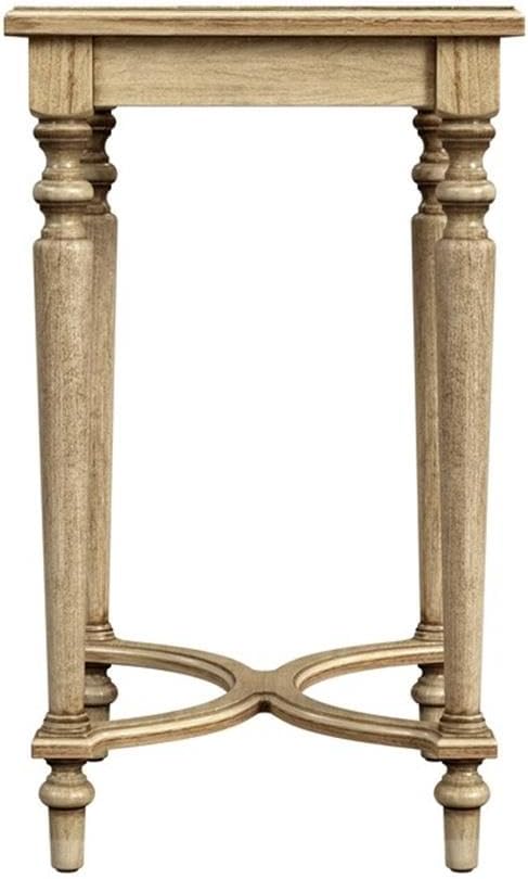 Beaumont Lane Traditional Solid Wood Accent Table, Antique Beige Finish, 18"W x 14"D x 24.5"H, Cherry/Maple/Walnut Veneers, Starburst Inlay Design, Rectangular Side Table for Living Room or Bedroom