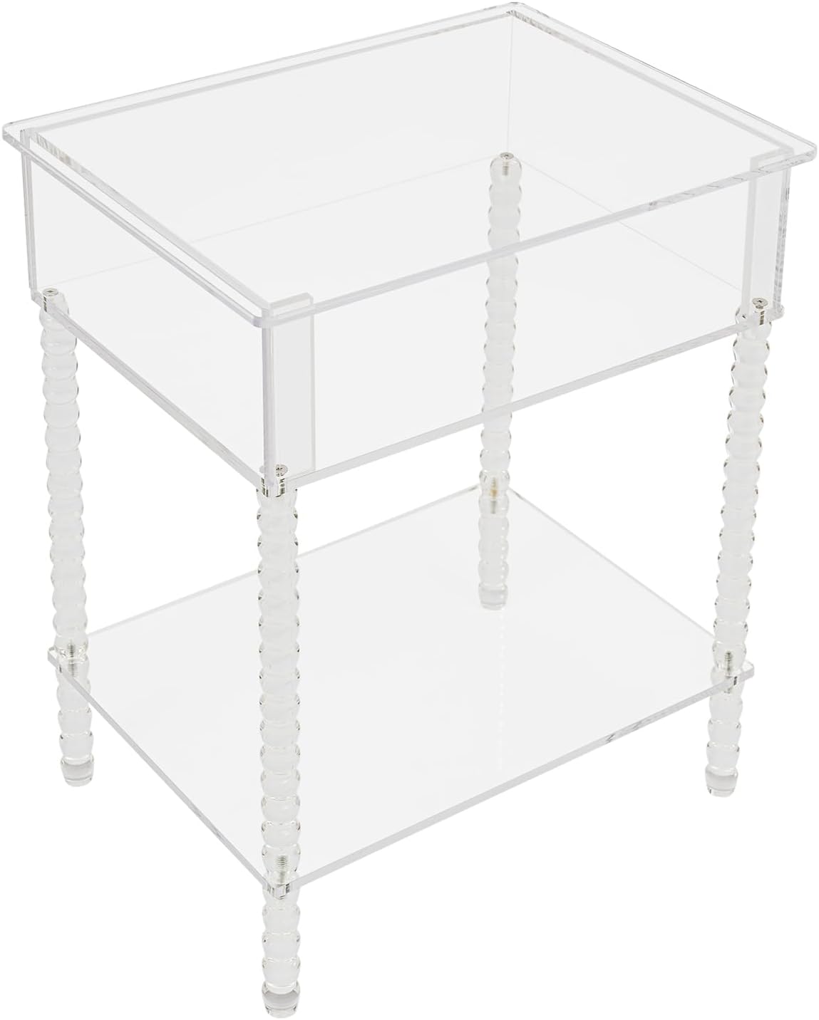 Acrylic Side Table, End Table with Storage, Small Bedside Table Accent Table, Nightstand for Living Room Bedroom, 16x 12x 20in (Clear)