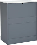 Bellemave Freestanding Coffee Bar Cabinet with Drawer & Adjustable Shelves, 35.4" H Kitchen Storage Cabinet,Coffee Bar Organizer for Small Spaces, White Marble Countertop, Anti-Tip Design.(Gray)