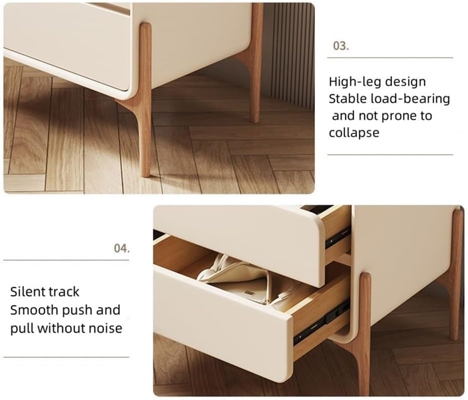Light Luxury Modern Two-Drawer Bedside Table Free Installation Boudoir Storage Cabinet Stylish and Practical Bedside Storage All Occasion(Brown,40 cm)