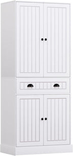 72" Pantry Cabinet, Tall Kitchen Pantry Cabinet with Adjustable Shelves & 6 Door Shelves, Kitchen Storage Cabinets with Drawer, 2 Cabinets, Cupboard for Living, Dining Room, Bathroom, White